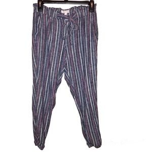 Harmony & Havoc Striped Linen blend Pants Blue‎ Red White Medium